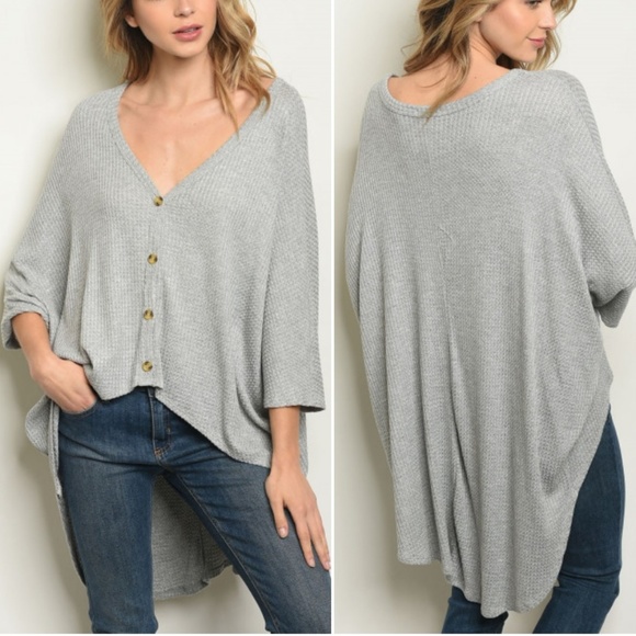 WAFFLE KNIT HIGH/ LOW TOP - Picture 2 of 5